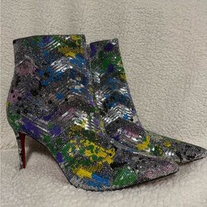 Christian Louboutin Paillette Splash So Kate Bootie 85 Silver Multicolor 41.5